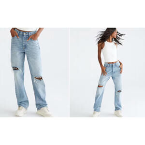 Aeropostale Distressed 90's Baggy Women's size 00R Light Blue Denim jeans